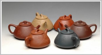 紫砂壶图片：各种泥料 子冶石瓢 - 宜兴紫砂壶网