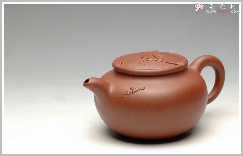 紫砂壶图片：送礼佳品 祝福（有竹子，有蝙蝠：）壶 优质底料 - 宜兴紫砂壶网