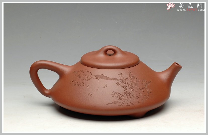 紫砂壶图片：流行派  可爱又不失瓢骨 扁石瓢 - 宜兴紫砂壶网