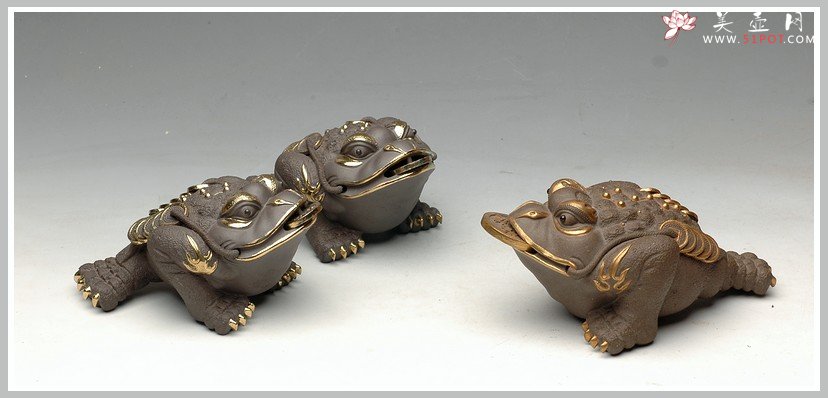 紫砂壶图片：描金 小金蟾 精致可人 - 宜兴紫砂壶网