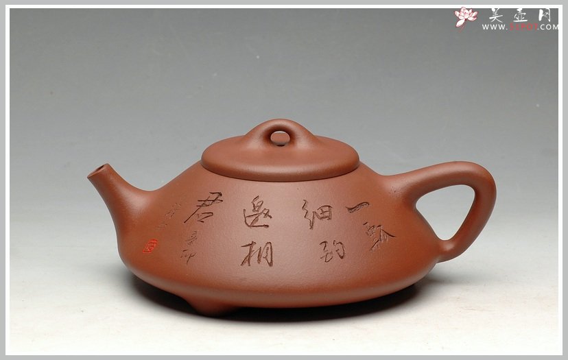 紫砂壶图片：流行派  可爱又不失瓢骨 扁石瓢 - 宜兴紫砂壶网