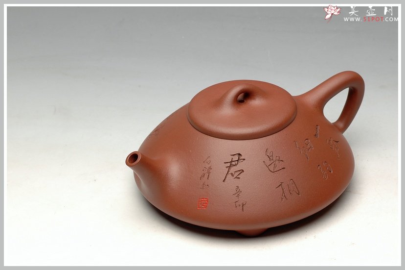 紫砂壶图片：流行派  可爱又不失瓢骨 扁石瓢 - 宜兴紫砂壶网