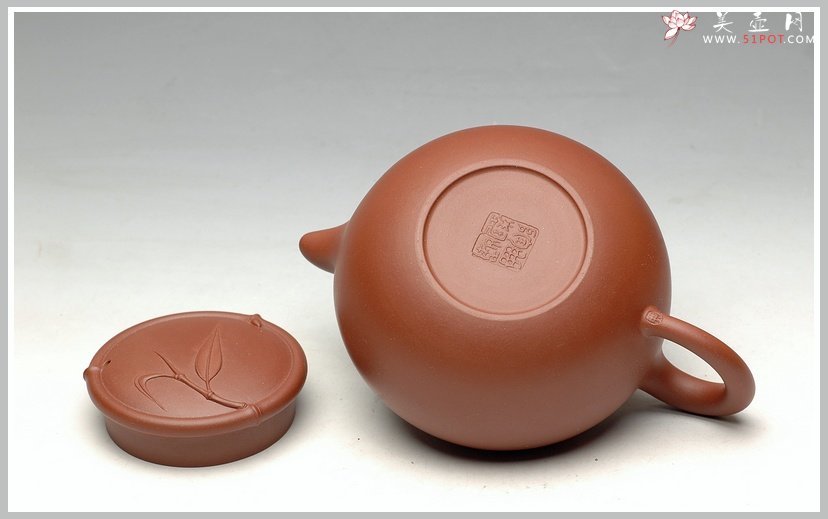 紫砂壶图片：送礼佳品 祝福（有竹子，有蝙蝠：）壶 优质底料 - 宜兴紫砂壶网