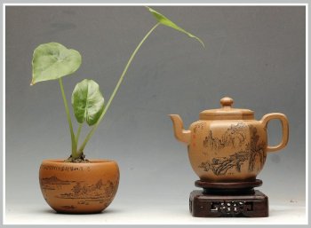 紫砂壶图片：李彦雄老师通景山水 何卫枫实力全手连连高登 - 宜兴紫砂壶网