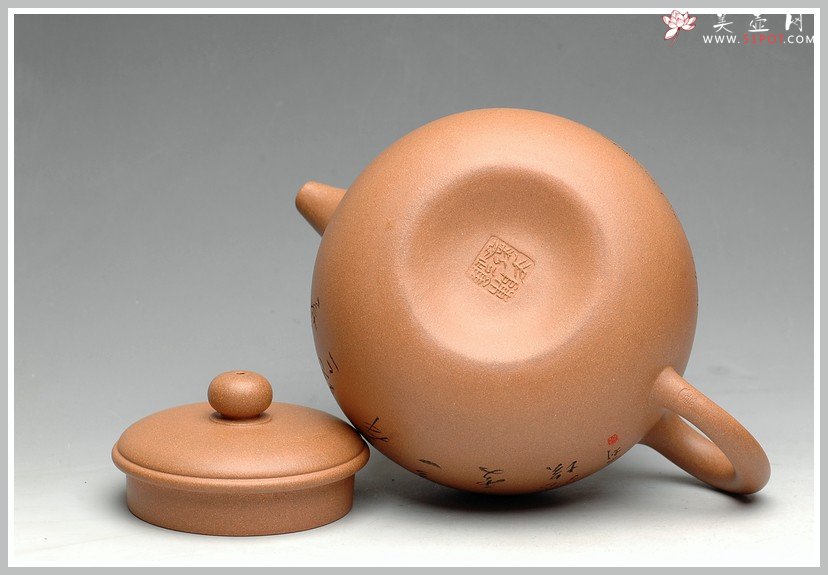 紫砂壶图片：张听刚老师刻绘 精品 陈进年终力作 一捺底 全手大匏尊 - 宜兴紫砂壶网