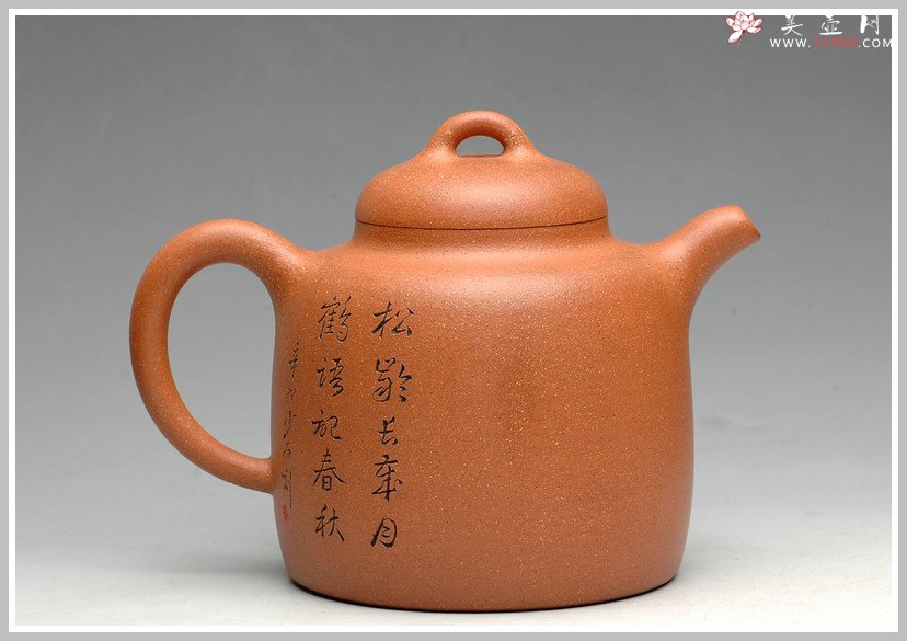 紫砂壶图片：松龄长岁月 鹤语记春秋 优质烁金降坡泥 全手代表作高士壶 张听刚老师装饰 - 宜兴紫砂壶网