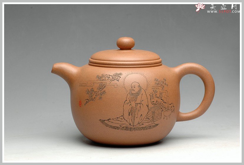 紫砂壶图片：张听刚老师刻绘 精品 陈进年终力作 一捺底 全手大匏尊 - 宜兴紫砂壶网