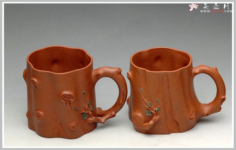 紫砂壶图片：全手梅花单杯  青梅绽放 降坡泥展现 - 宜兴紫砂壶网