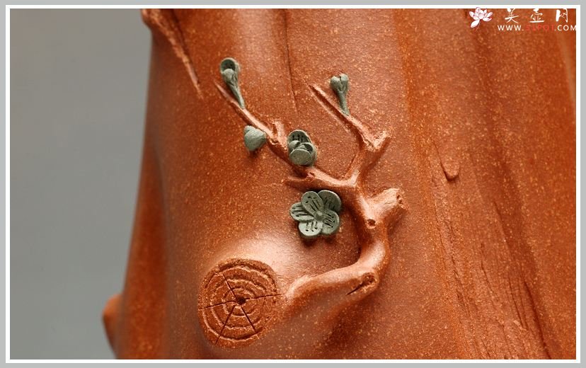 紫砂壶图片：全手梅花单杯  青梅绽放 降坡泥展现 - 宜兴紫砂壶网