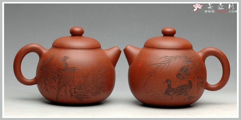 紫砂壶图片：饱满敦厚 刻绘精致 全手优质降坡泥文旦 - 宜兴紫砂壶网