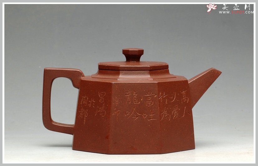 紫砂壶图片：李昌鸿老师装饰  全手小聚福八方 端庄周正 - 宜兴紫砂壶网