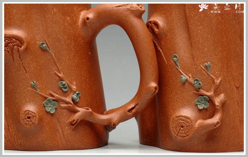 紫砂壶图片：全手梅花单杯  青梅绽放 降坡泥展现 - 宜兴紫砂壶网