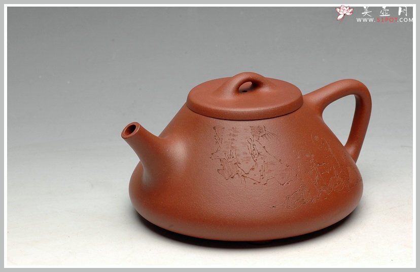 紫砂壶图片：国助和石摹范曾童趣画  顾云峰全手子冶石瓢 - 宜兴紫砂壶网