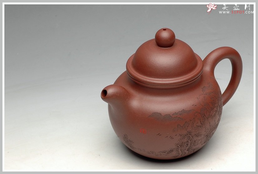 紫砂壶图片：优质地槽青 树影婆娑 山下斗诗 掇球 仅此一个 - 宜兴紫砂壶网