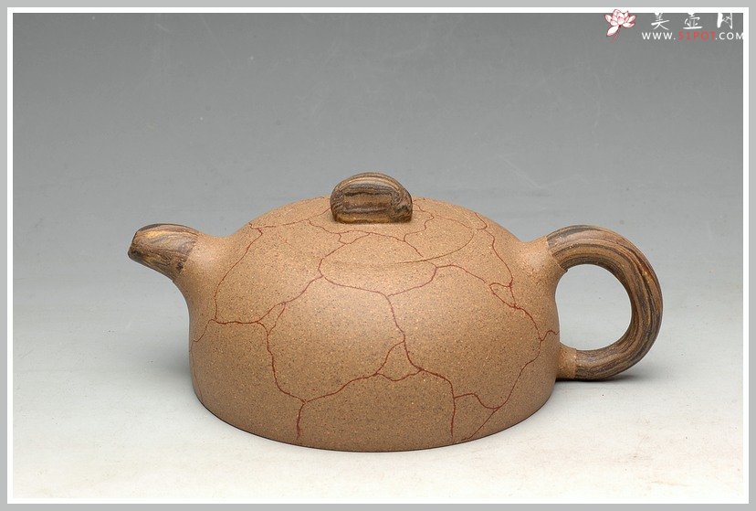 紫砂壶图片：冰纹半月 - 宜兴紫砂壶网