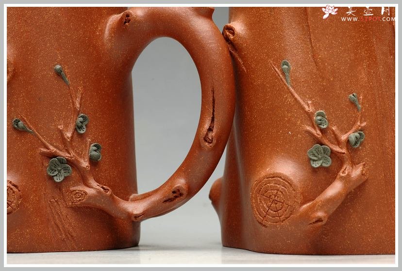 紫砂壶图片：全手梅花单杯  青梅绽放 降坡泥展现 - 宜兴紫砂壶网