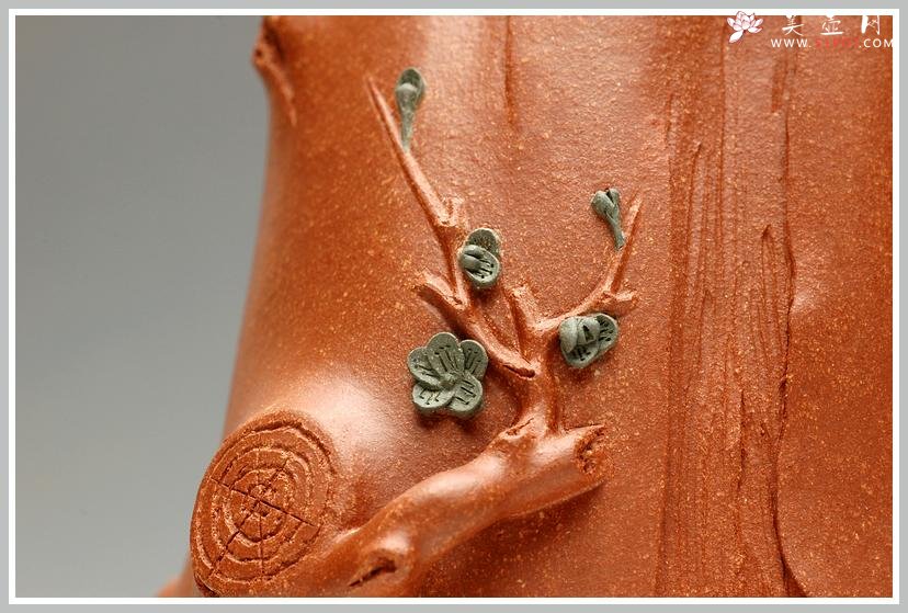 紫砂壶图片：全手梅花单杯  青梅绽放 降坡泥展现 - 宜兴紫砂壶网