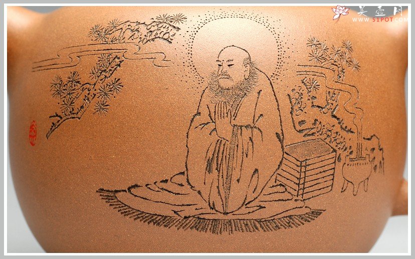 紫砂壶图片：张听刚老师刻绘 精品 陈进年终力作 一捺底 全手大匏尊 - 宜兴紫砂壶网