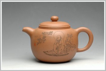 紫砂壶图片：张听刚老师刻绘 精品 陈进年终力作 一捺底 全手大匏尊 - 宜兴紫砂壶网