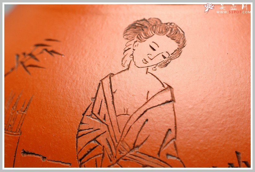 紫砂壶图片：有美共赏 琴韵书声 全手拙.意文旦 张听钢老师精品仕女 - 宜兴紫砂壶网