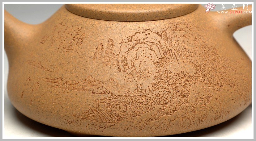 紫砂壶图片：李彦雄通景山水 耐品老段之全手子冶石瓢 骨肉均挺 - 宜兴紫砂壶网