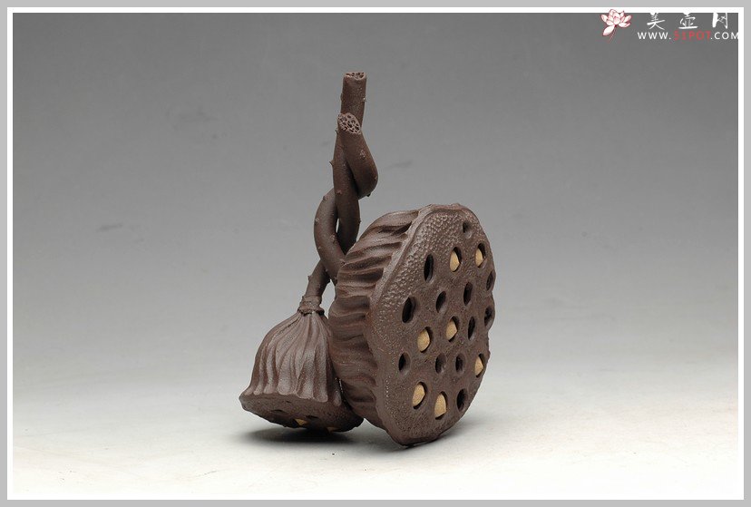 紫砂壶图片：文雅茶宠 手工精制 可看细节 精品 二只莲蓬 - 宜兴紫砂壶网