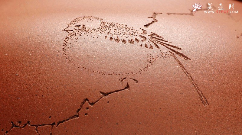 紫砂壶图片：文房雅器 王翔鸟之茶仓 墨陶刻绘 - 宜兴紫砂壶网