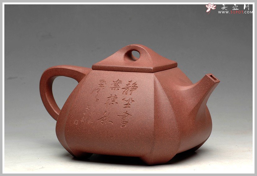 紫砂壶图片：大气 稳重 精工细致 抽角四方 - 宜兴紫砂壶网
