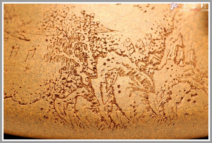 紫砂壶图片：李彦雄装饰山水 福星高照之全手子冶石瓢 骨肉均挺 - 宜兴紫砂壶网