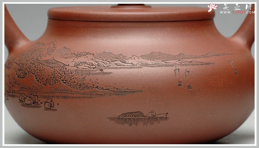 紫砂壶图片：强强联合 李彦雄老师通转山水 曲峰辛卯年力作全手旭茂提梁 - 宜兴紫砂壶网