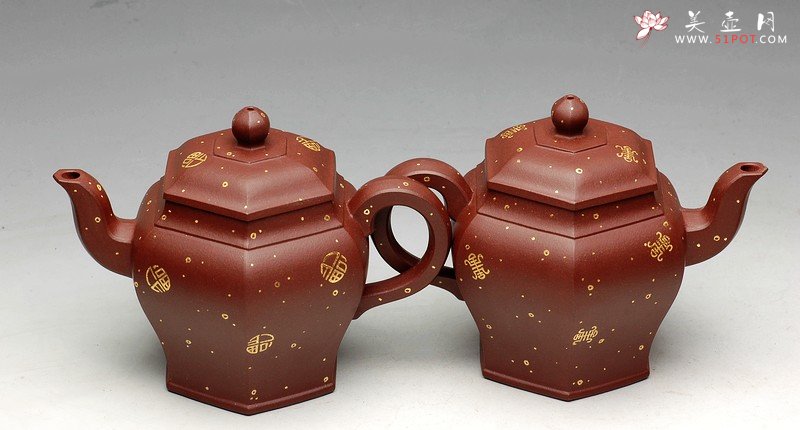 紫砂壶图片：24k真金 福寿双全  祝福无限 全手宫灯 实力派 - 宜兴紫砂壶网