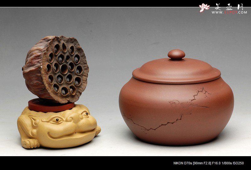 紫砂壶图片：文房雅器 王翔鸟之茶仓 墨陶刻绘 - 宜兴紫砂壶网