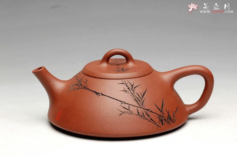 紫砂壶图片：吴镇风格 优质地槽青 实用佳品 刻竹的瓢3 - 宜兴紫砂壶网