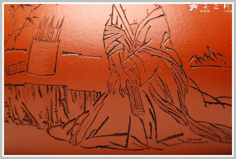 紫砂壶图片：有美共赏 琴韵书声 全手拙.意文旦 张听钢老师精品仕女 - 宜兴紫砂壶网