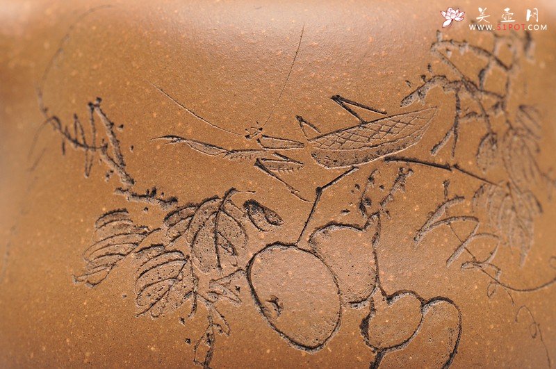 紫砂壶图片：福禄 高葫芦 田园情趣 国助工 - 宜兴紫砂壶网