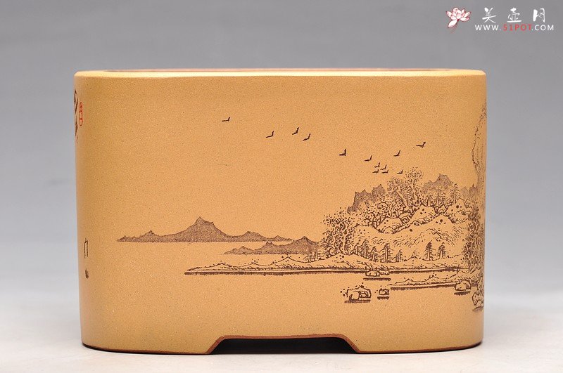 紫砂壶图片：四方浅刻水洗 新年通景水洗 - 宜兴紫砂壶网