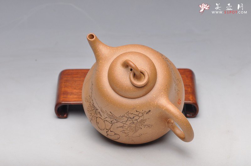 紫砂壶图片：福禄 高葫芦 田园情趣 国助工 - 宜兴紫砂壶网