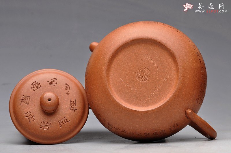 紫砂壶图片：大亨风格 静心 全手心经大扁古 - 宜兴紫砂壶网