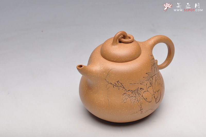 紫砂壶图片：福禄 高葫芦 田园情趣 国助工 - 宜兴紫砂壶网