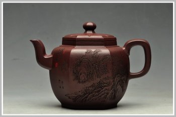 紫砂壶图片：李彦雄装饰通景 何卫枫经典 全手步步高登 实力强强联合 - 宜兴紫砂壶网