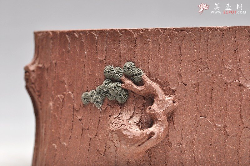 紫砂壶图片：优质全手工松梅情深水洗套组，推荐 - 宜兴紫砂壶网