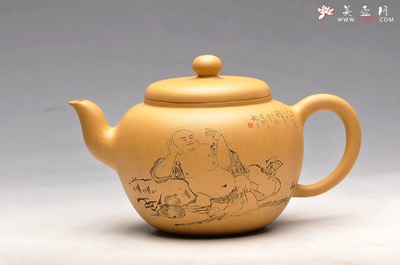 紫砂壶图片：线条流畅 灵动大品 福缘 布袋佛 - 宜兴紫砂壶网