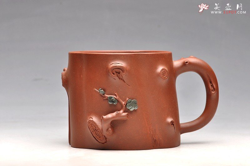 紫砂壶图片：一对高矮胖瘦绝配：） 清水泥和地槽青 全手梅花单杯  - 宜兴紫砂壶网