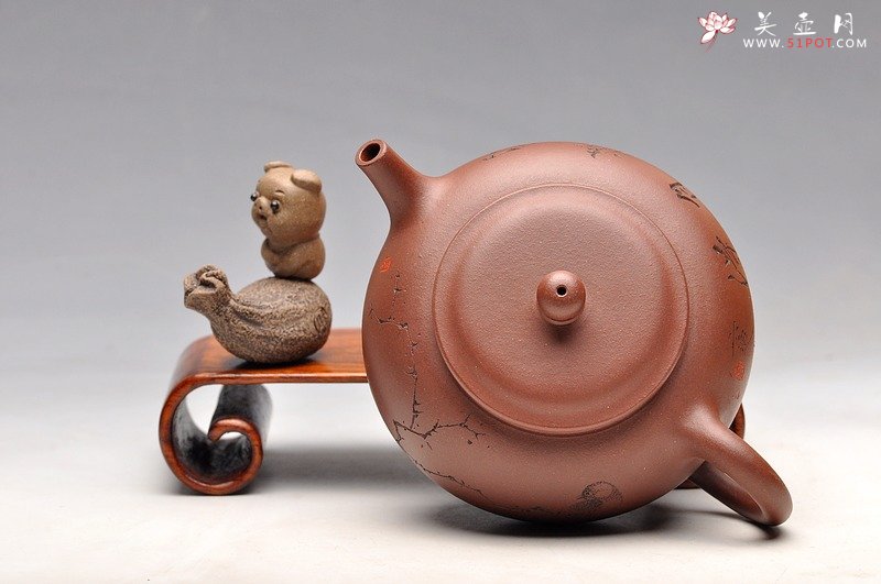 紫砂壶图片：炮管直流 枯枝鸟 古韵耐品 全手贡珠 - 宜兴紫砂壶网