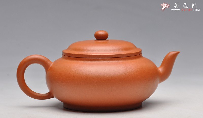 紫砂壶图片：典雅优美 优质朱泥 全手工三弯宫灯 - 宜兴紫砂壶网