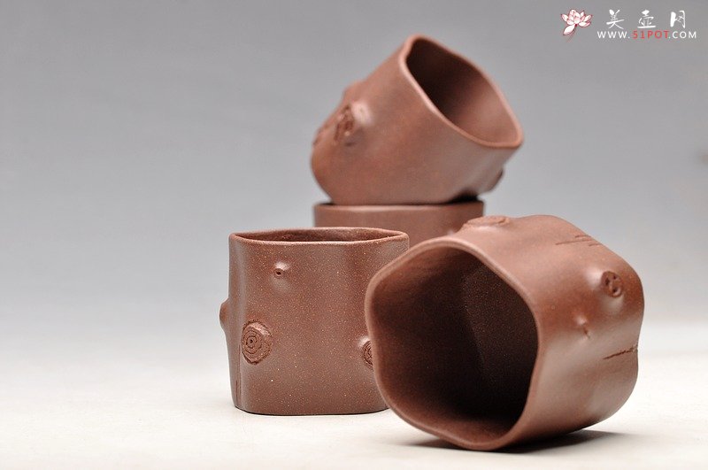 紫砂壶图片：优质全手工松梅情深水洗套组，推荐 - 宜兴紫砂壶网