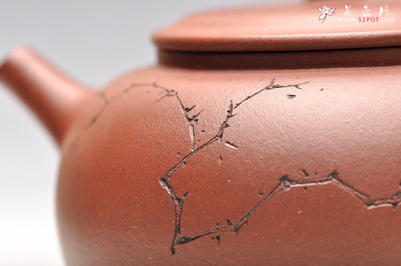 紫砂壶图片：炮管直流 枯枝鸟 古韵耐品 全手贡珠 - 宜兴紫砂壶网