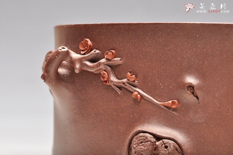 紫砂壶图片：优质全手工松梅情深水洗套组，推荐 - 宜兴紫砂壶网