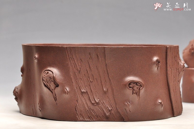 紫砂壶图片：优质全手工松梅情深水洗套组，推荐 - 宜兴紫砂壶网