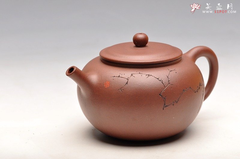 紫砂壶图片：炮管直流 枯枝鸟 古韵耐品 全手贡珠 - 宜兴紫砂壶网